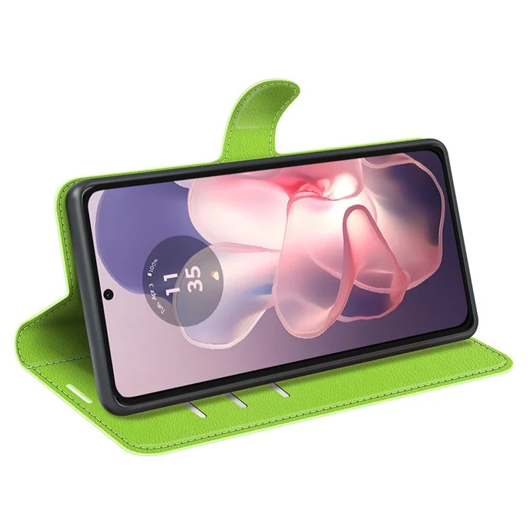 Für Motorola Moto G Power (2024) Hülle Litchi-Struktur PU-Leder Klapphülle - Grün