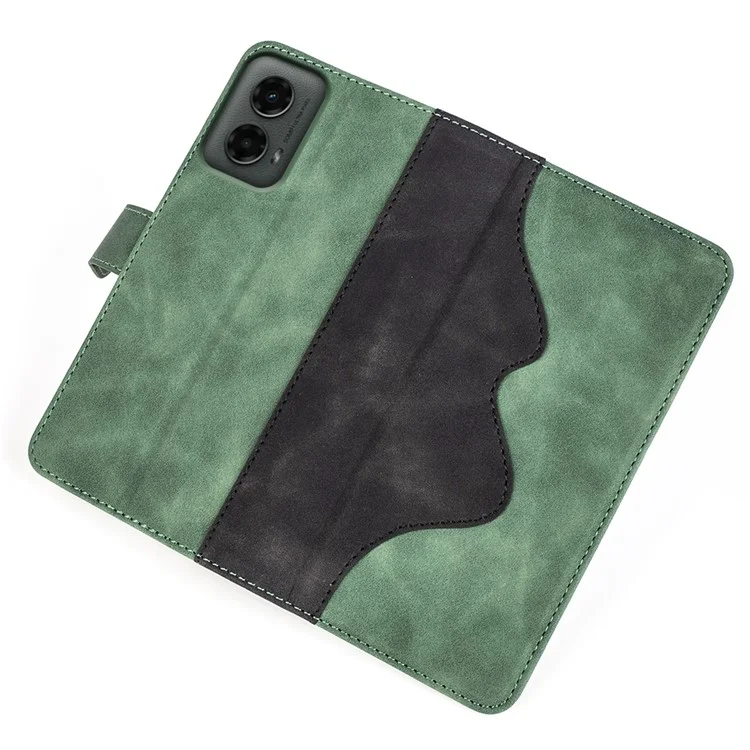 Para Motorola Moto G 5G (2024) Caso Dual Color Splicing Leather Phone Wallet Cover - Verde