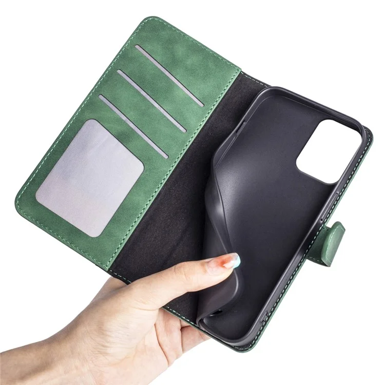 Para Motorola Moto G 5G (2024) Caso Dual Color Splicing Leather Phone Wallet Cover - Verde