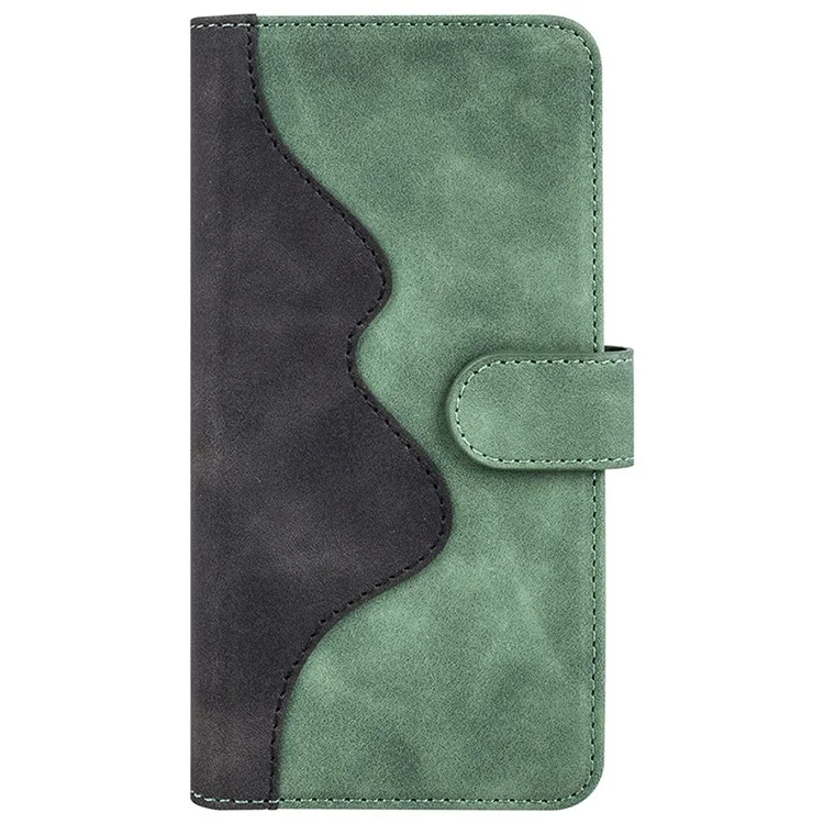 Para Motorola Moto G 5G (2024) Caso Dual Color Splicing Leather Phone Wallet Cover - Verde