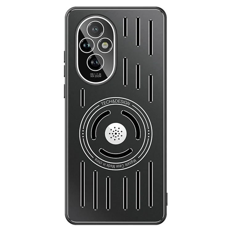 For Honor 200 5G Phone Cover TPU+Metal Anti-Drop Heat Dissipation Phone Case with Lens Film - Black