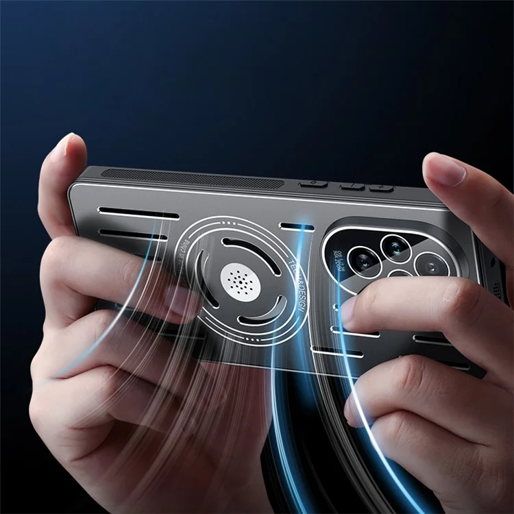 For Honor 200 5G Phone Cover TPU+Metal Anti-Drop Heat Dissipation Phone Case with Lens Film - Black