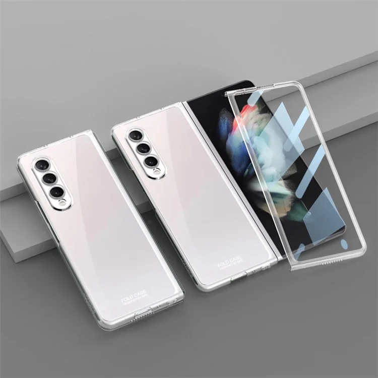 GKK для Samsung Galaxy Z Fold4 5G Электрохромный прозрачный чехол для телефона с точным вырезом Чехол из ПК с закалённым стеклянным экраном - прозрачный
