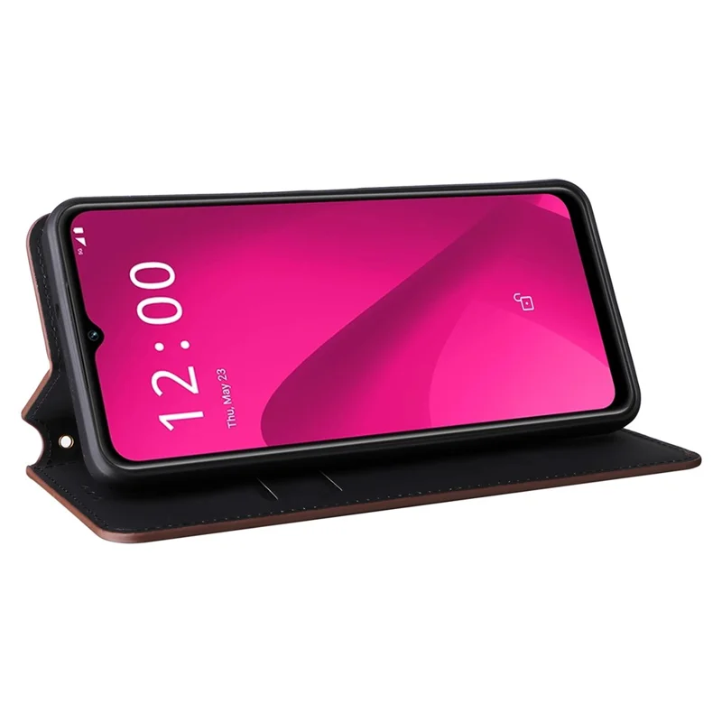 For T-Mobile REVVL 7 / T Phone 2 5G Case Leather Wallet Phone Cover Magnetic Closing - Brown