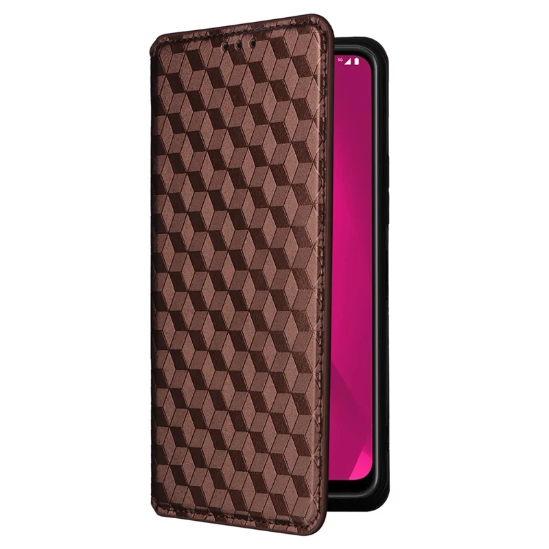 For T-Mobile REVVL 7 / T Phone 2 5G Case Leather Wallet Phone Cover Magnetic Closing - Brown