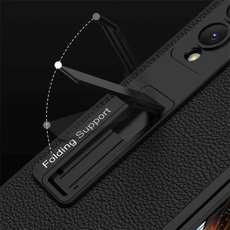 GKK Pour Samsung Galaxy Z Fold4 5G Ultra-thin le Cuir Enduit PC Cover Kickstand Pliage Téléphone (sans Protecteur D'écran) - le Noir