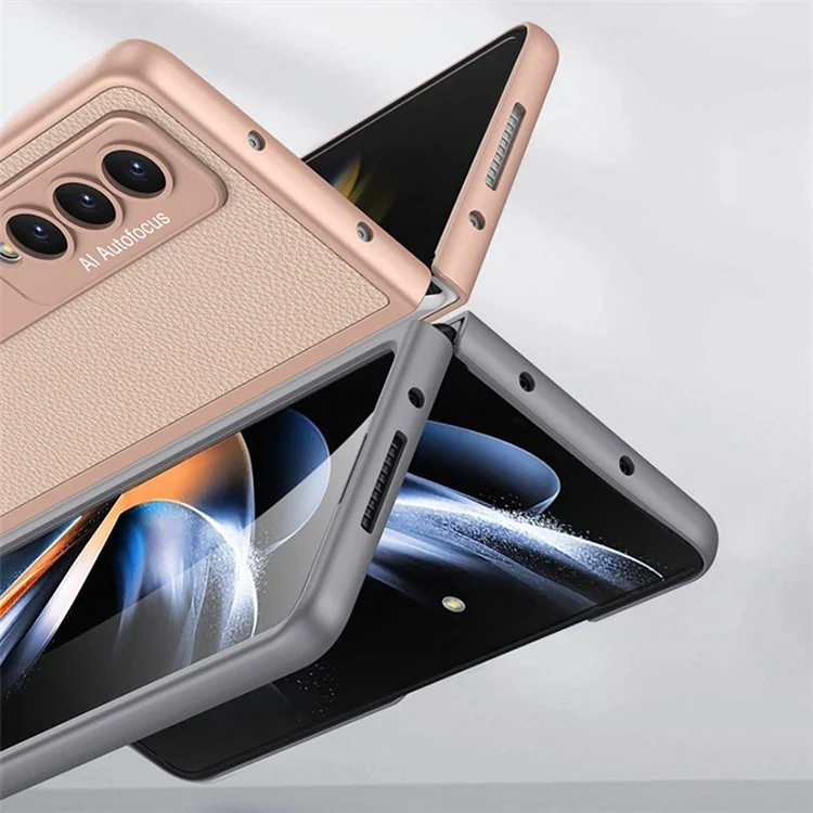 GKK Pour Samsung Galaxy Z Fold4 5G Ultra-thin le Cuir Enduit PC Cover Kickstand Pliage Téléphone (sans Protecteur D'écran) - le Noir