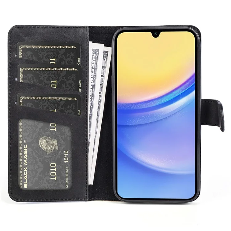 Pour Samsung Galaxy M15 5G Case Dual Color Splicing Phone Leather Cover - Noir