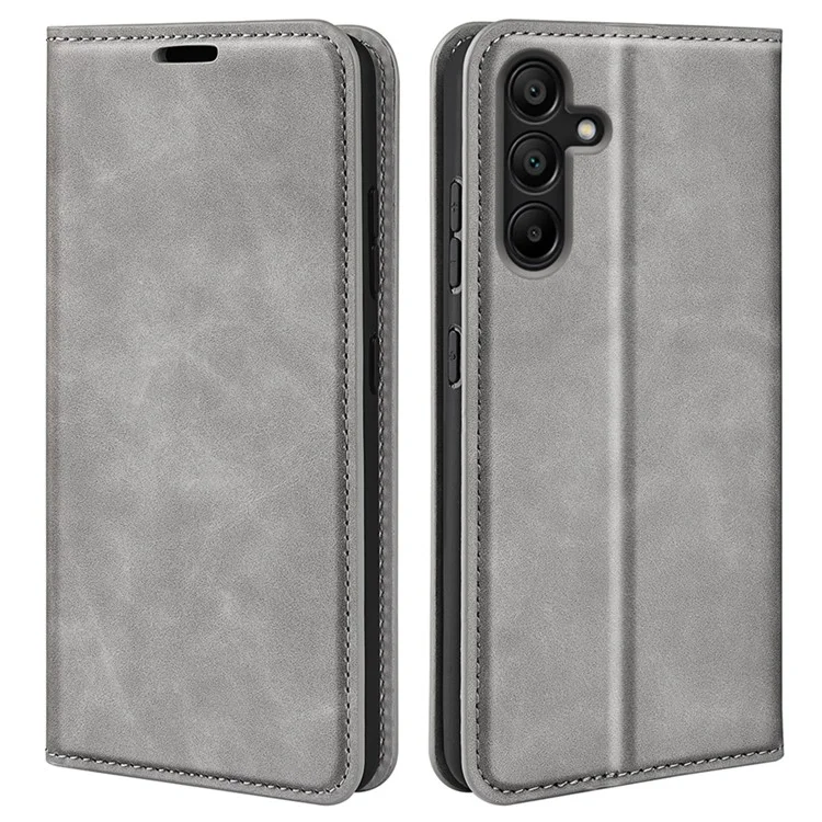Para Samsung Galaxy M15 5G Estuche Piel Sensación Antiarañazos Billetera Funda Teléfono - Gris