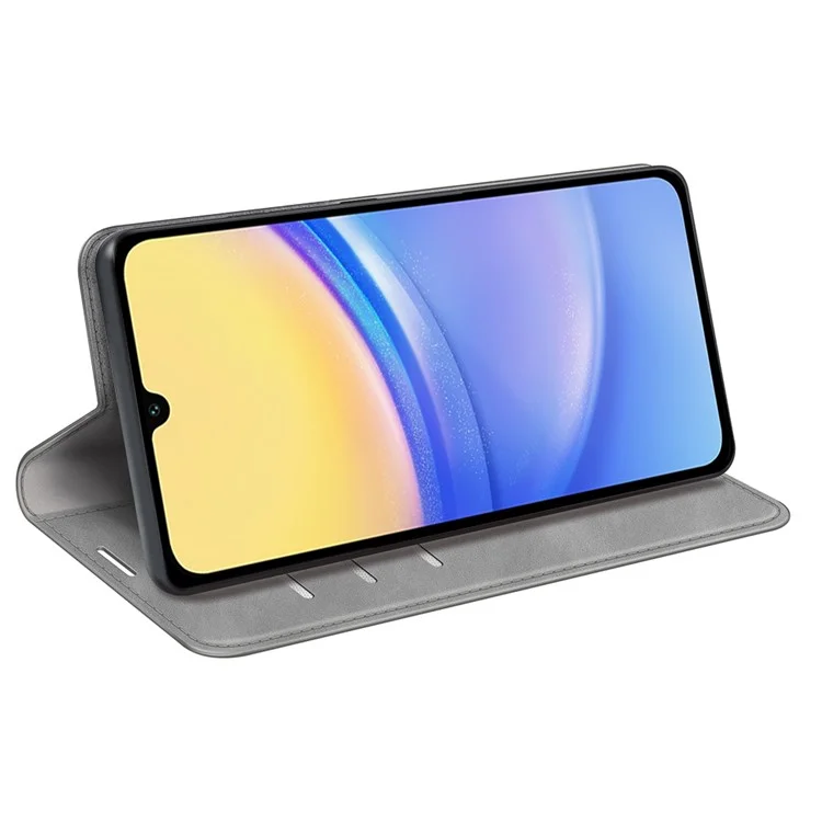 Para Samsung Galaxy M15 5G Estuche Piel Sensación Antiarañazos Billetera Funda Teléfono - Gris