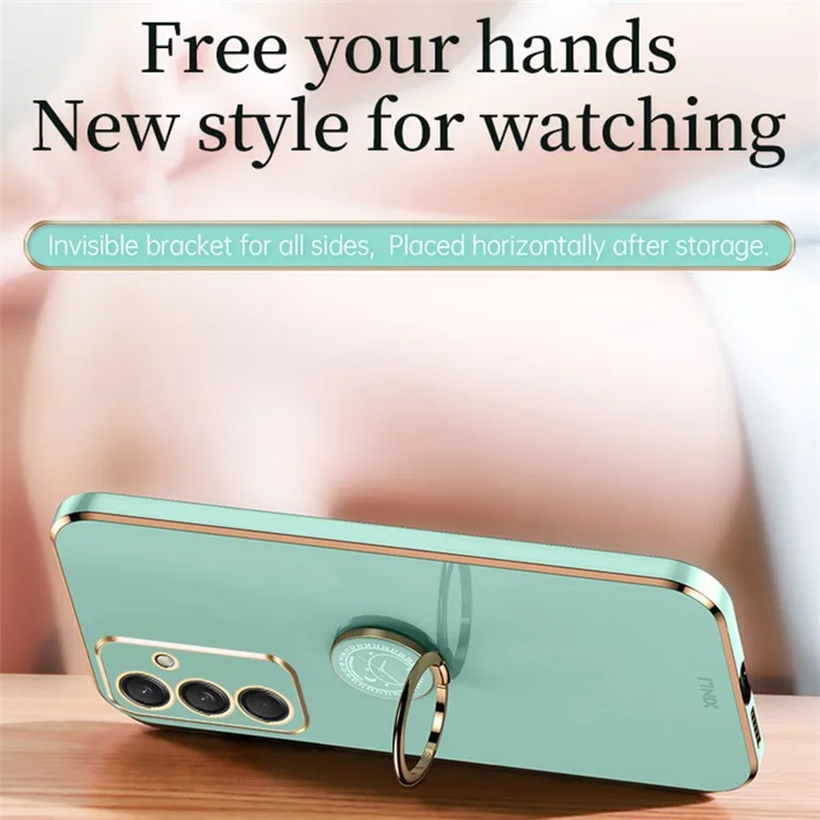 XINLI Para Samsung Galaxy M55 5G / C55 5G / F55 5G Funda con Anillo Soporte TPU Cubierta de Teléfono - Cian