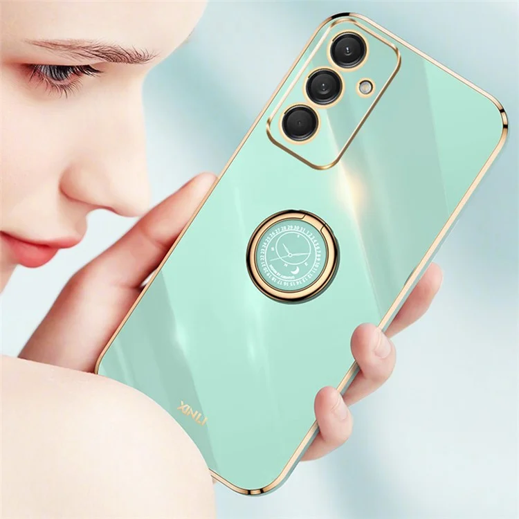 XINLI Para Samsung Galaxy M55 5G / C55 5G / F55 5G Funda con Anillo Soporte TPU Cubierta de Teléfono - Cian