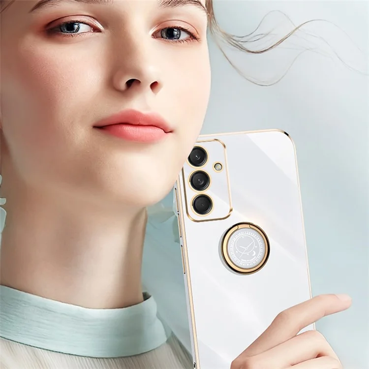 XINLI Para Samsung Galaxy M55 5G / C55 5G / F55 5G Funda con Anillo Soporte TPU Cubierta de Teléfono - Cian