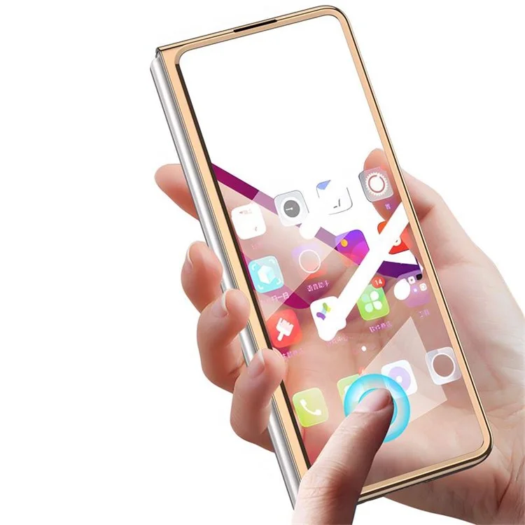 GKK For Samsung Galaxy Z Fold4 5G Electroplating Tempered Glass + PC Folding Phone Case with Tempered Glass Screen Film - Pink