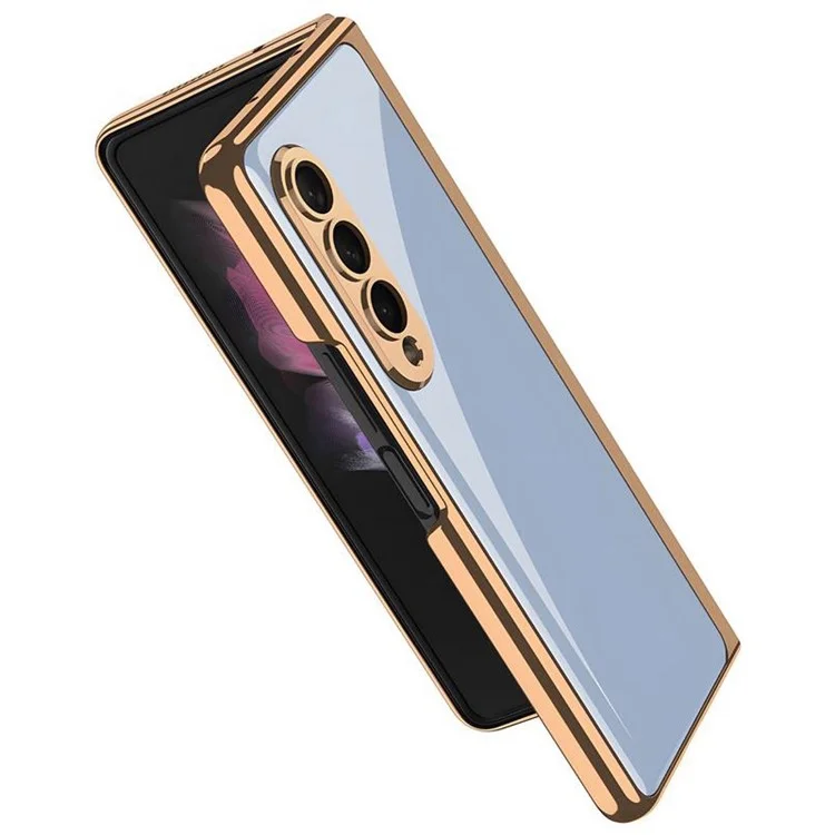 GKK For Samsung Galaxy Z Fold4 5G Electroplating Tempered Glass + PC Folding Phone Case with Tempered Glass Screen Film - Pink