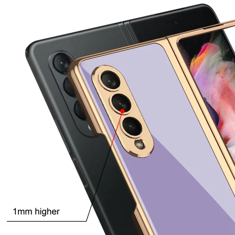 GKK For Samsung Galaxy Z Fold4 5G Electroplating Tempered Glass + PC Folding Phone Case with Tempered Glass Screen Film - Pink