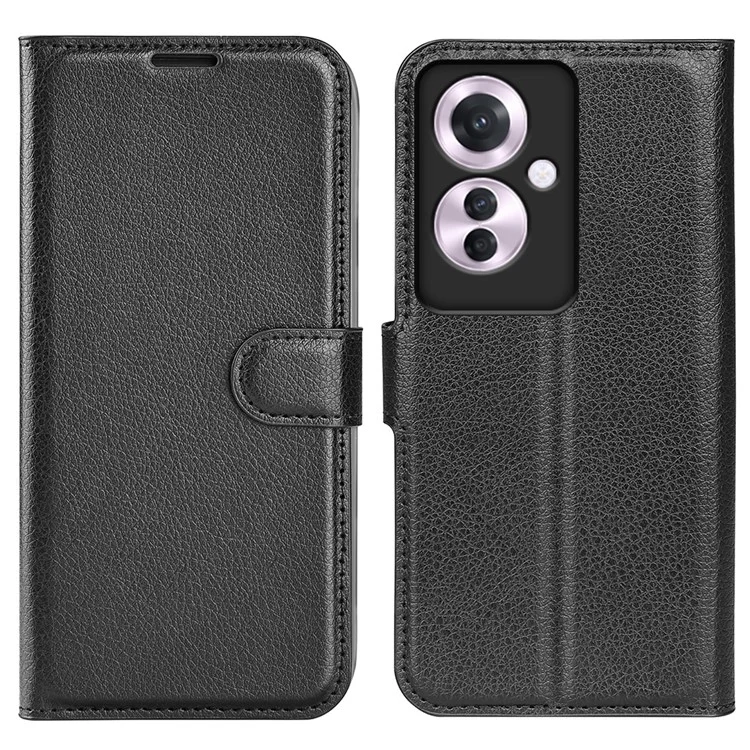 Per Oppo Reno11 F 5G Case Litchi Texture PU Leather Phone Cover - Nero