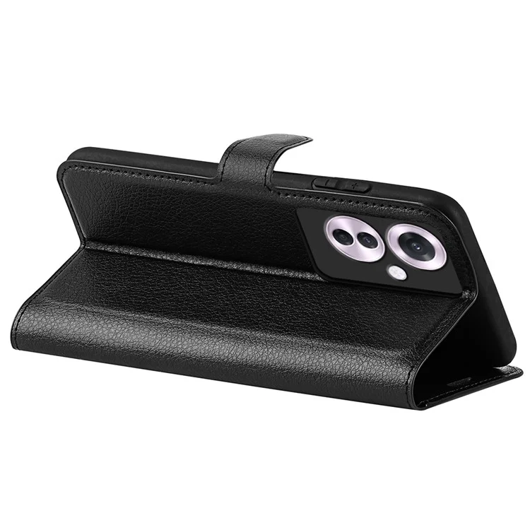 Per Oppo Reno11 F 5G Case Litchi Texture PU Leather Phone Cover - Nero