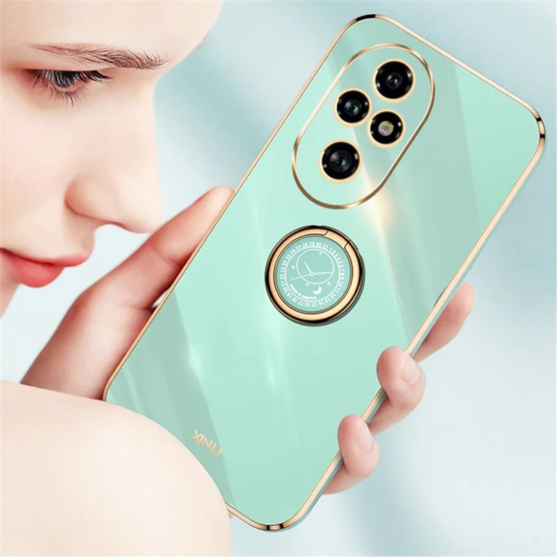 Capa XINLI For Honor 200 Pro 5G com anel de suporte TPU - Ciano