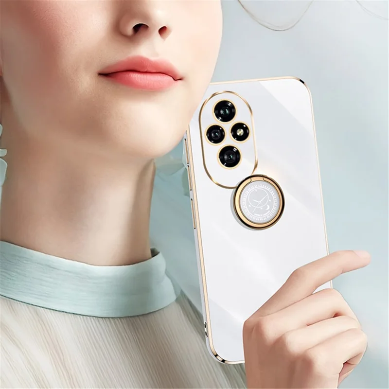 XINLI For Honor 200 5G Funda con Soporte de Anillo Electrochapado Suave de TPU - Cian