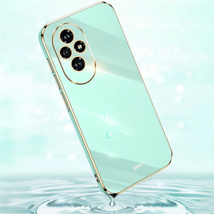 XINLI For Honor 200 5G Capa de TPU Celular Borda Dourada Eletrolítica - Ciano