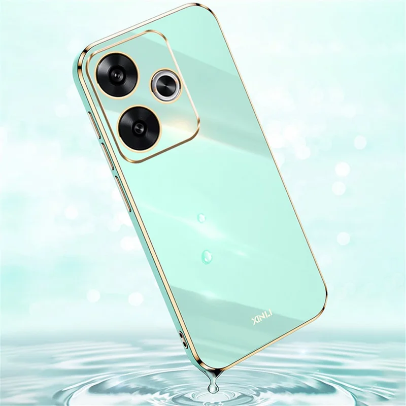 XINLI For Xiaomi Redmi Turbo 3 5G / Poco F6 5G Case TPU Phone Cover Electroplating Edge - Cyan