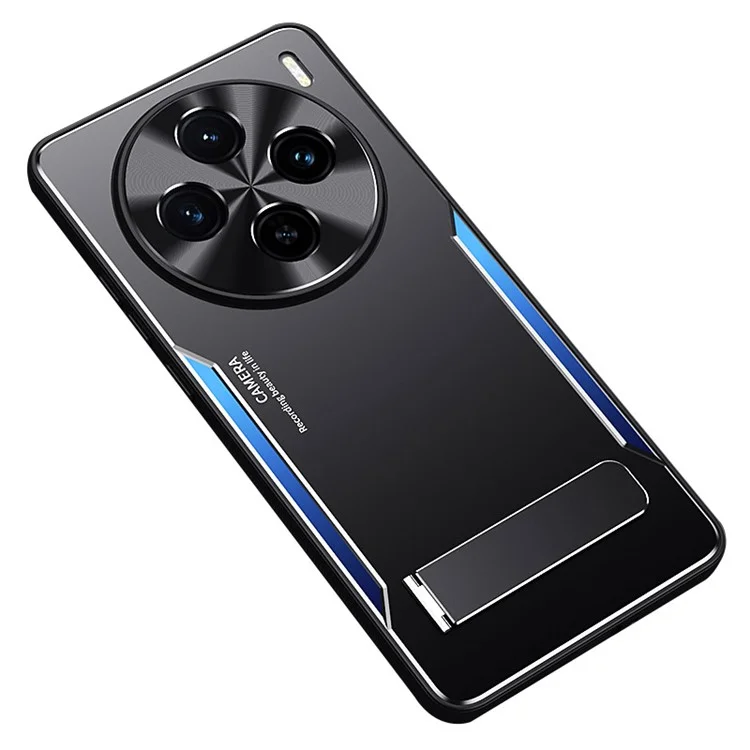 Para vivo X100s 5G Kickstand Phone Case Aluminum Alloy + TPU Shockproof Phone Cover - Azul