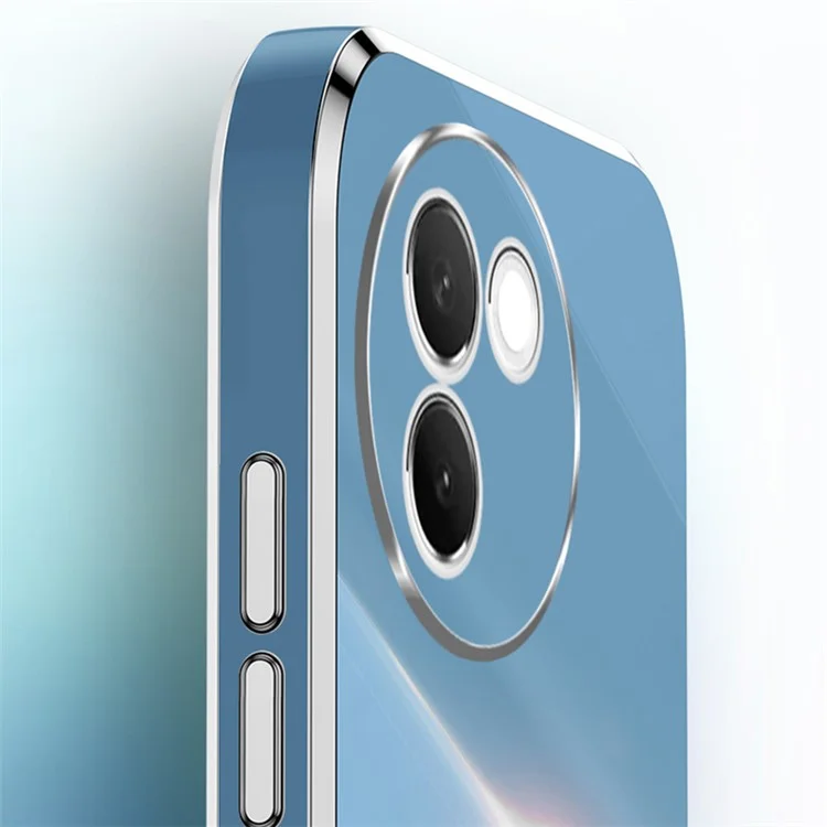 XINLI For vivo V30e 5G Case TPU Phone Cover Ring Holder Electroplating Gold Edge - Cyan