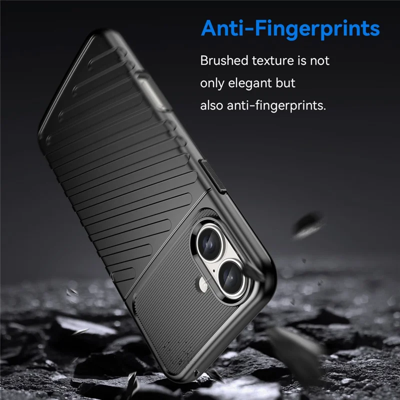 Thunder Series For iPhone 16 TPU Case TPU Phone Cover Twill Texture Drop Protective - Black