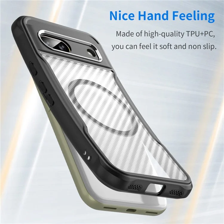 Para Google Pixel 8a Case Compatível com MagSafe Translúcido TPU+PC Capa de Telefone - Preto