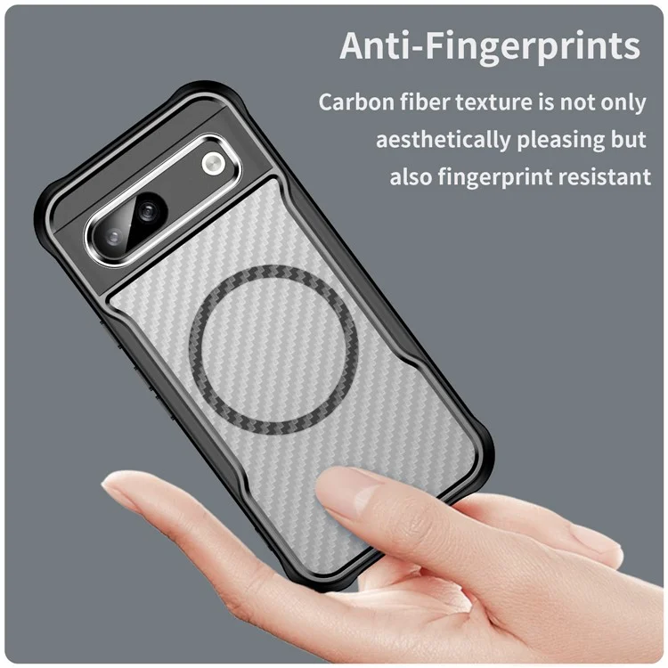 Para Google Pixel 8a Case Compatível com MagSafe Translúcido TPU+PC Capa de Telefone - Preto