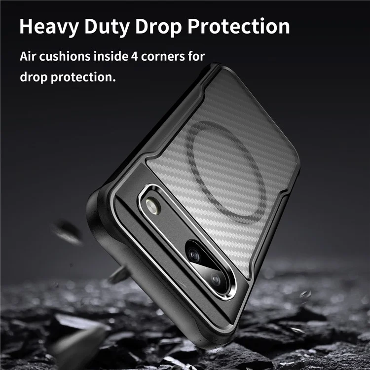 Para Google Pixel 8a Case Compatível com MagSafe Translúcido TPU+PC Capa de Telefone - Preto