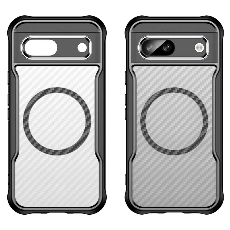 Para Google Pixel 8a Case Compatível com MagSafe Translúcido TPU+PC Capa de Telefone - Preto