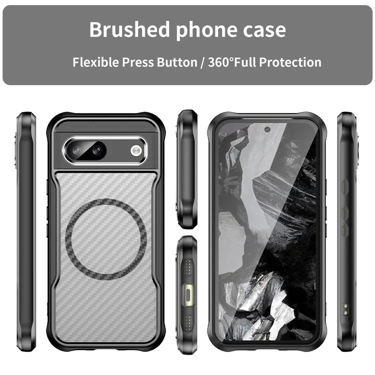 Para Google Pixel 8a Case Compatível com MagSafe Translúcido TPU+PC Capa de Telefone - Preto