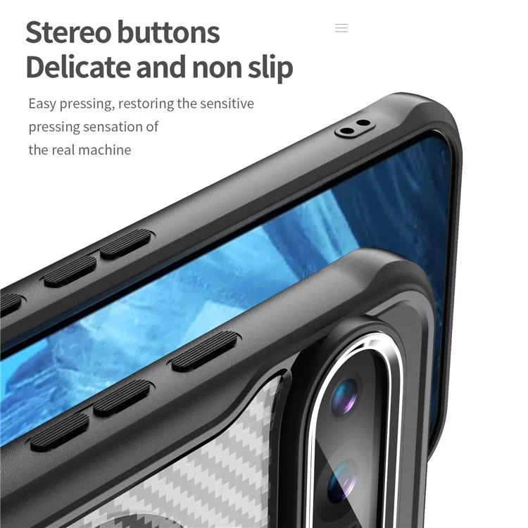 Para Google Pixel 9 Pro XL Magnetic Case Carbon Fiber Texture Translucent TPU+PC Phone Cover - Black