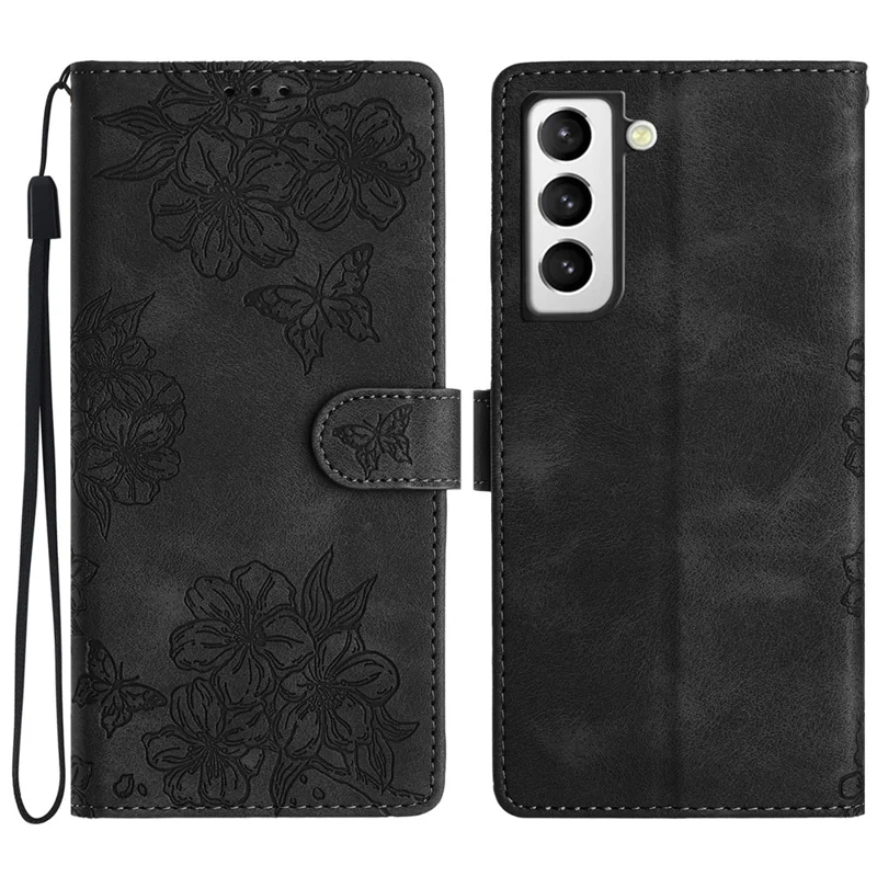 Para Samsung Galaxy S22+ 5G Wholesale Phone Case PU Leather Wallet Pattern Imprinted Cover - Black