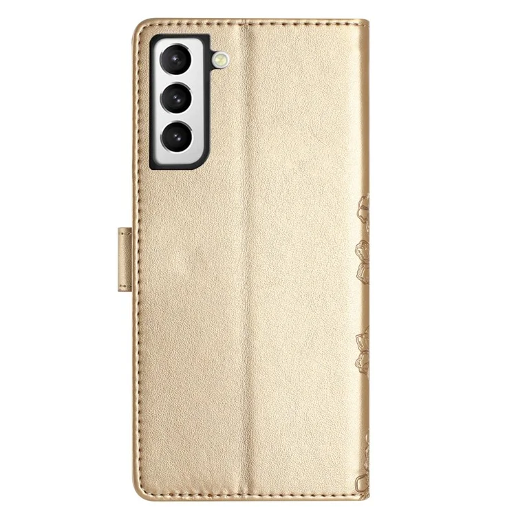 Pour Samsung Galaxy S22+ 5G Imprinted PU Leather Phone Cover Wholesale Phone Stand Case - Or