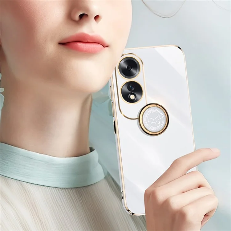 XINLI Per Oppo A60 4G Case Supporto Elettroplaccato Bordo Dorato TPU Cover per Telefono - Ciano