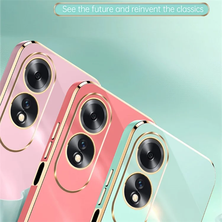 XINLI Per Oppo A60 4G Case Supporto Elettroplaccato Bordo Dorato TPU Cover per Telefono - Ciano