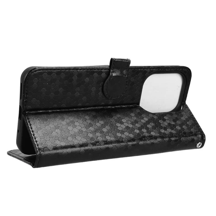 For Xiaomi Redmi 13 5G / 13 4G / Redmi Note 13R 5G / Poco M6 4G Case Wallet Leather Phone Cover Dot Pattern - Black