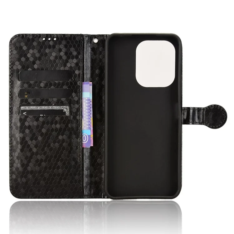 For Xiaomi Redmi 13 5G / 13 4G / Redmi Note 13R 5G / Poco M6 4G Case Wallet Leather Phone Cover Dot Pattern - Black