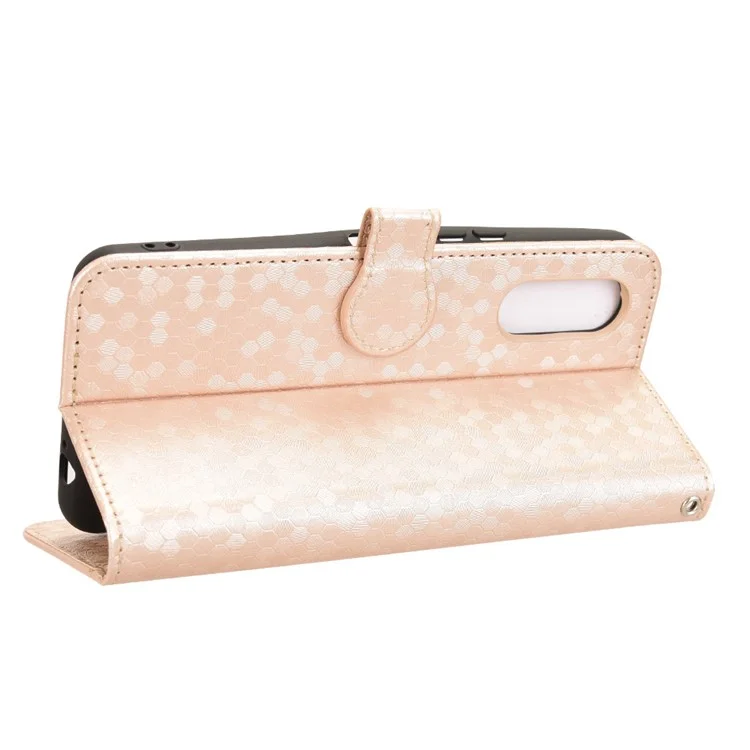 Für Fujitsu Arrows We2 F-52E Hülle Punkmuster Anti-Drop PU-Leder Handyhülle - Roségold