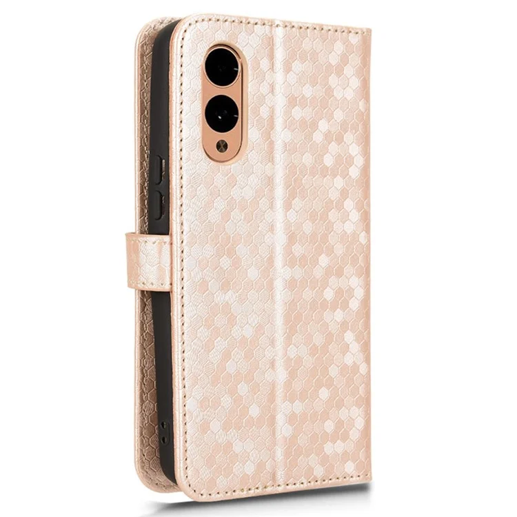 Für Fujitsu Arrows We2 F-52E Hülle Punkmuster Anti-Drop PU-Leder Handyhülle - Roségold