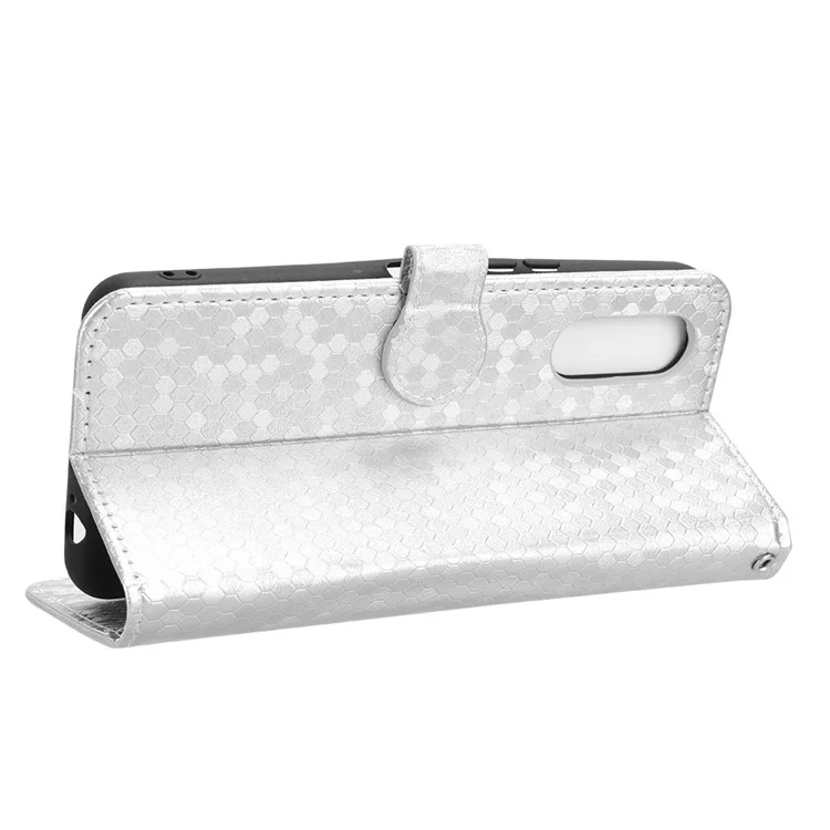 Für Fujitsu Arrows We2 F-52E Hülle Punktmuster Anti-Drop PU-Leder Handyhülle - Silber