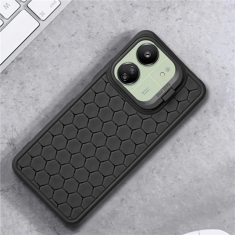 Para Xiaomi Redmi 13C 4G / 13C 5G / 13R 5G / Poco M6 5G / Poco C65 4G Capa de Telefone TPU com Suporte - Preto