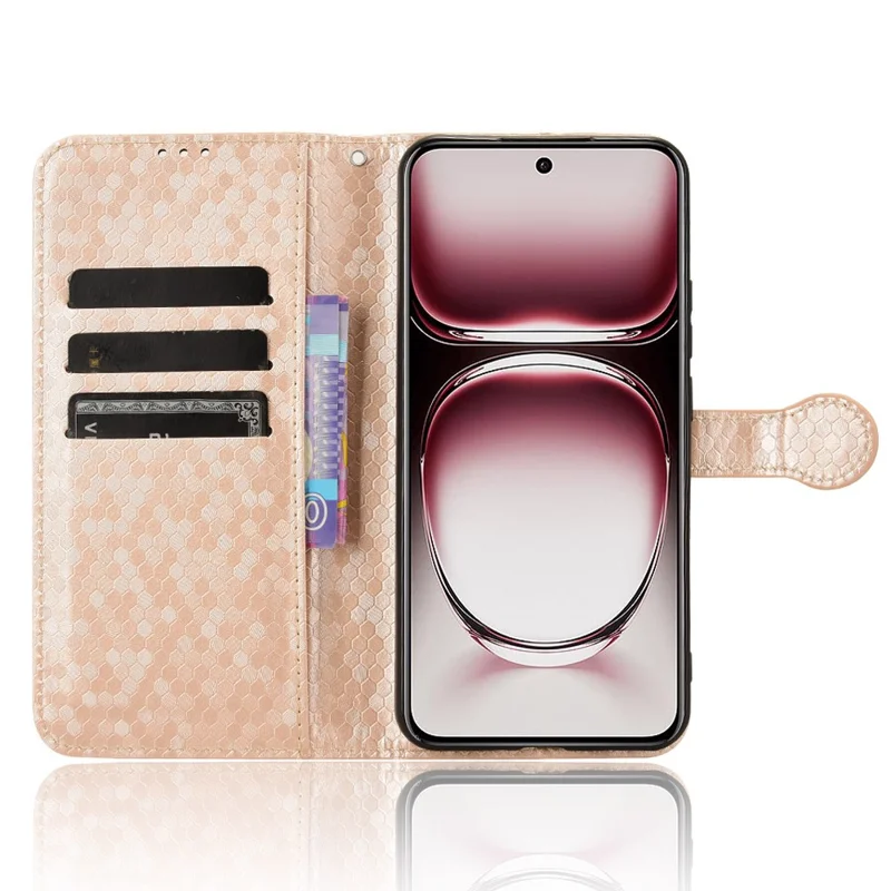 For Oppo Reno12 5G (Global) Case Dot Pattern Anti-Scratch PU Leather Phone Cover - Rose Gold