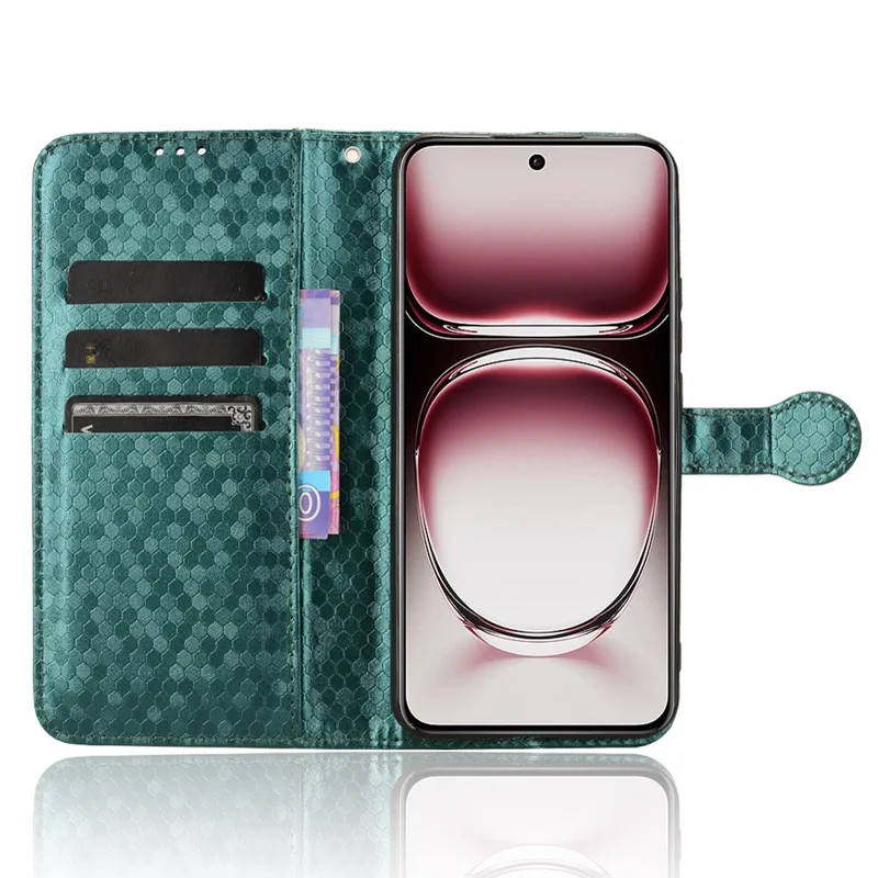 For Oppo Reno12 5G (Global) Case Dot Pattern Anti-Scratch PU Leather Phone Cover - Green