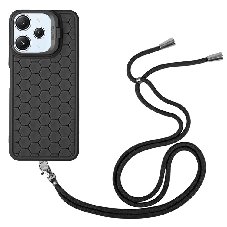 Чехол для Xiaomi Redmi 12 4G из мягкого TPU с рассеиванием тепла, с подставкой и ремешком - черный