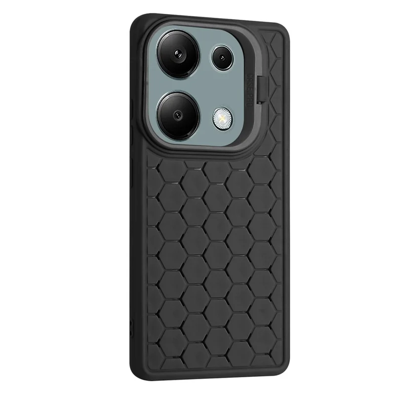 For Xiaomi Redmi Note 13 Pro 4G / Poco M6 Pro 4G Case Kickstand Heat Dissipation TPU Back Cover - Black