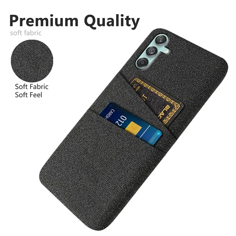 Pour Samsung Galaxy M55 5G / C55 5G / F55 5G Coque Doubles Fentes pour Cartes PC+Tissu Housse de Téléphone - Noir